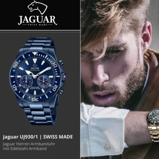 Jaguar Herrenuhr Edelstahl blau Jaguar Connected Armbanduhr UJ930/1