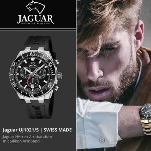 Jaguar Herrenuhr Silikon schwarz Jaguar Ceramic Armbanduhr UJ1021/5
