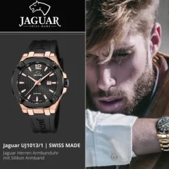 Jaguar Herrenuhr Silikon schwarz Jaguar Diplomatic Armbanduhr UJ1013/1