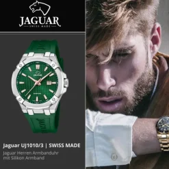 Jaguar Herrenuhr Silikon grün Jaguar Diplomatic Armbanduhr UJ1010/3
