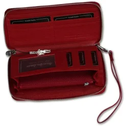 Jennifer Jones , Wristlet Leder rot Croco RFID Portemonnaie OTJ505R