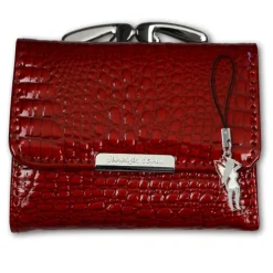 Jennifer Jones echtes Leder rot RFID Schutz Minibörse Croco OPJ119R