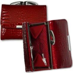 Jennifer Jones echtes Leder rot RFID Schutz Minibörse Croco OPJ119R