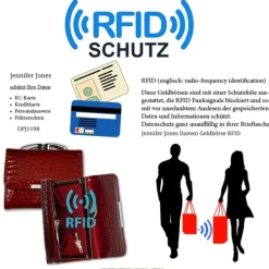 Jennifer Jones echtes Leder rot RFID Schutz Minibörse Croco OPJ119R