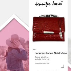 Jennifer Jones echtes Leder rot RFID Schutz Minibörse Croco OPJ119R