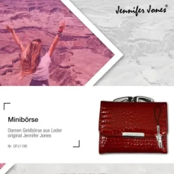 Jennifer Jones echtes Leder rot RFID Schutz Minibörse Croco OPJ119R
