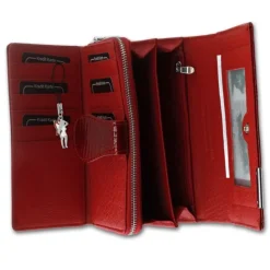 Jennifer Jones Leder rot Portemonnaie Croco Damen Brieftasche OPJ712R