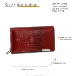 Jennifer Jones Leder rot Portemonnaie Croco Damen Brieftasche OPJ712R