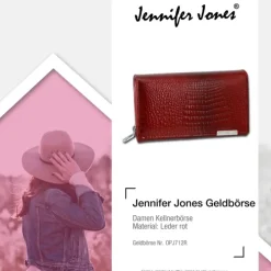 Jennifer Jones Leder rot Portemonnaie Croco Damen Brieftasche OPJ712R