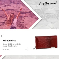 Jennifer Jones Leder rot Portemonnaie Croco Damen Brieftasche OPJ712R