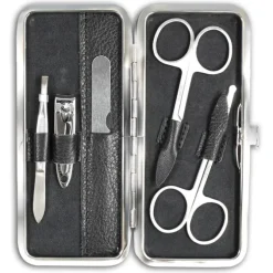 Jennifer Jones Maniküreset Leder schwarz Reise-Etui Nagelset Pediküre OTJ703S