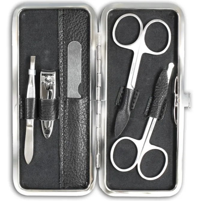 Jennifer Jones Maniküreset Leder schwarz Reise-Etui Nagelset Pediküre OTJ703S