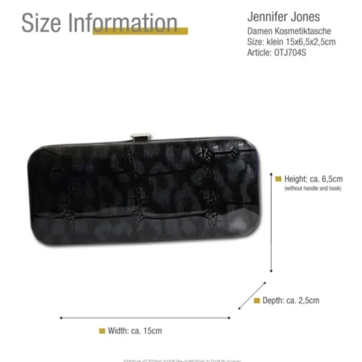 Jennifer Jones Maniküreset Echtleder Croco schwarz Reise-Etui Nagelset OTJ704S