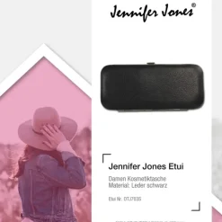 Jennifer Jones Maniküreset Leder schwarz Reise-Etui Nagelset Pediküre OTJ703S