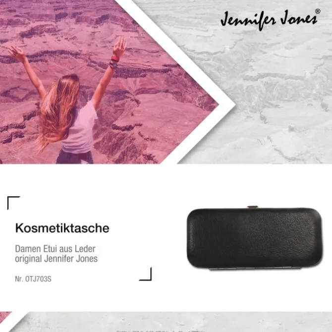 Jennifer Jones Maniküreset Leder schwarz Reise-Etui Nagelset Pediküre OTJ703S