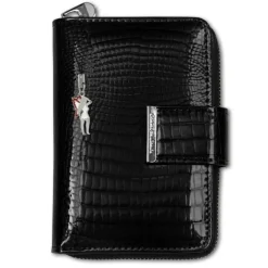 Jennifer Jones Portemonnaie RFID Croco Echtleder schwarz OPJ711S