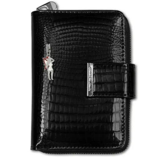 Jennifer Jones Portemonnaie RFID Croco Echtleder schwarz OPJ711S