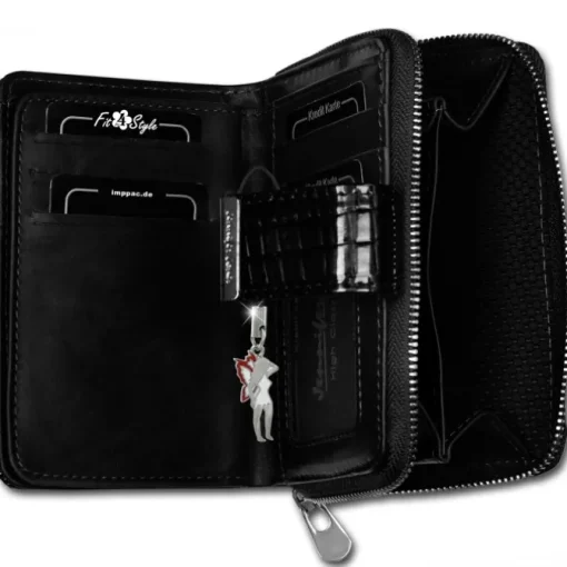 Jennifer Jones Portemonnaie RFID Croco Echtleder schwarz OPJ711S