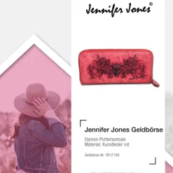 Jennifer Jones Portemonnaie Totenkopf Damen Kunstleder rot OPJ716R