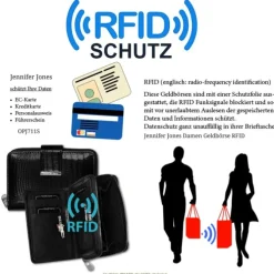 Jennifer Jones Portemonnaie RFID Croco Echtleder schwarz OPJ711S