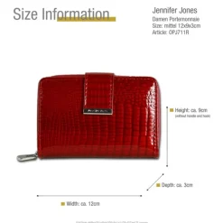 Jennifer Jones Portemonnaie RFID Schutz Croco Echt-Leder rot OPJ711R