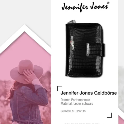 Jennifer Jones Portemonnaie RFID Croco Echtleder schwarz OPJ711S