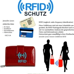 Jennifer Jones Portemonnaie RFID Schutz Croco Echt-Leder rot OPJ711R