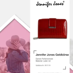 Jennifer Jones Portemonnaie RFID Schutz Croco Echt-Leder rot OPJ711R
