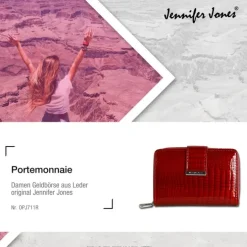 Jennifer Jones Portemonnaie RFID Schutz Croco Echt-Leder rot OPJ711R