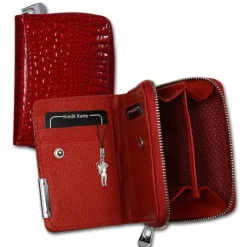 Jennifer Jones rot Leder Portemonnaie Croco RFID Schutz Mini OPJ109R