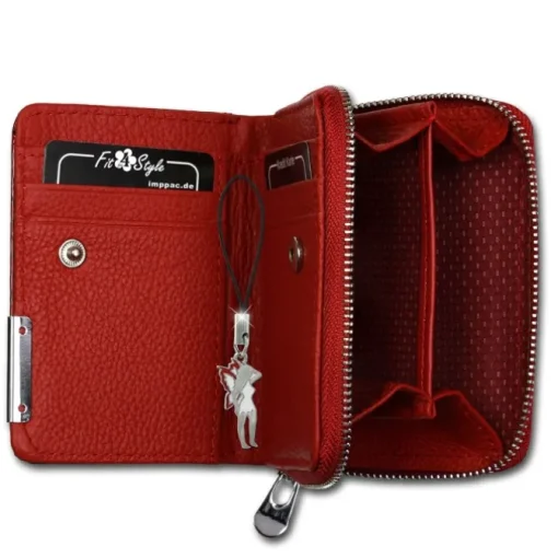 Jennifer Jones rot Leder Portemonnaie Croco RFID Schutz Mini OPJ109R