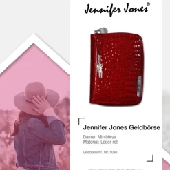 Jennifer Jones rot Leder Portemonnaie Croco RFID Schutz Mini OPJ109R