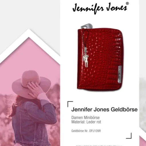 Jennifer Jones rot Leder Portemonnaie Croco RFID Schutz Mini OPJ109R