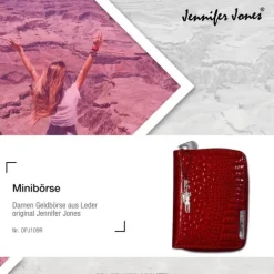 Jennifer Jones rot Leder Portemonnaie Croco RFID Schutz Mini OPJ109R
