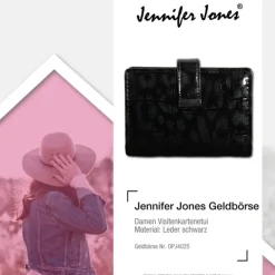 Jennifer Jones Visitenkartenetui Croco Leder Kreditkartenetui schwarz OPJ402S