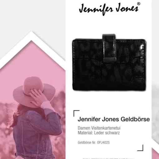 Jennifer Jones Visitenkartenetui Croco Leder Kreditkartenetui schwarz OPJ402S