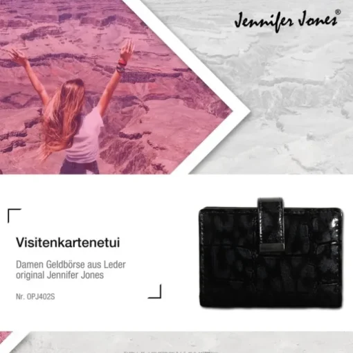 Jennifer Jones Visitenkartenetui Croco Leder Kreditkartenetui schwarz OPJ402S