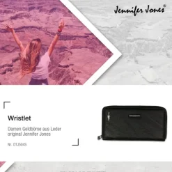 Jennifer Jones Wristlet Echtleder schwarz Damen Portemonnaie OTJ504S