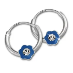 Kinder Creole Blume blau Zirkonia Silber Ohrring Kinderschmuck TW SDO8703H