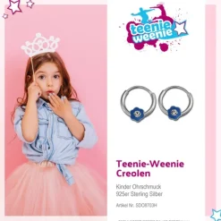 Kinder Creole Blume blau Zirkonia Silber Ohrring Kinderschmuck TW SDO8703H