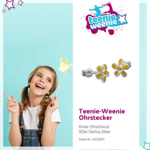 Kinder Ohrring Blume gelb Silber Ohrstecker Kinderschmuck TW SDO209Y