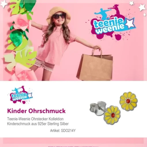 Kinder Ohrring Blume gelb Silber Ohrstecker Kinderschmuck TW SDO214Y
