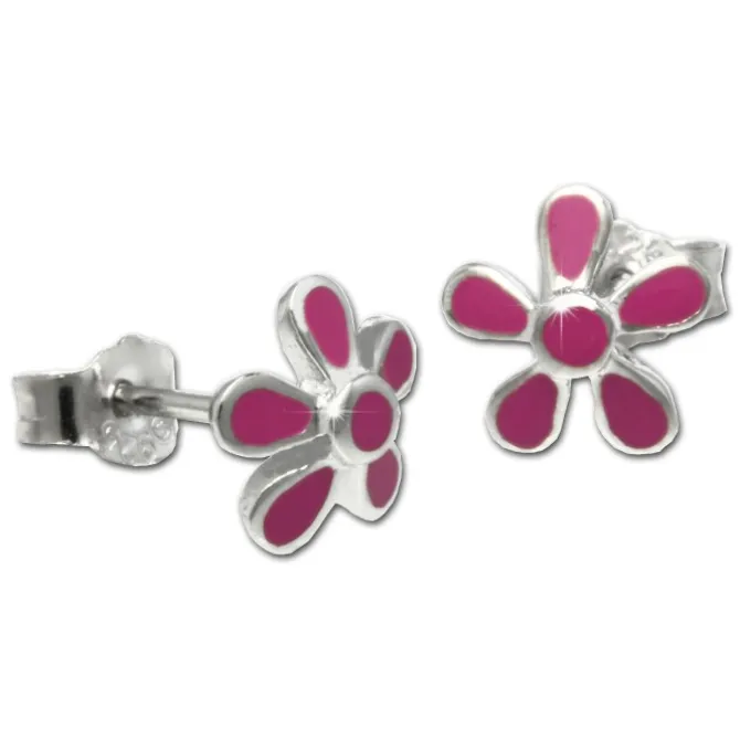 Kinder Ohrring Blume pink Silber Ohrstecker Kinderschmuck TW SDO209P