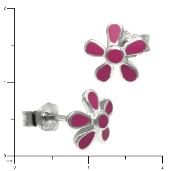 Kinder Ohrring Blume pink Silber Ohrstecker Kinderschmuck TW SDO209P