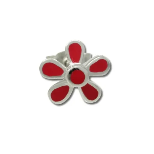 Kinder Ohrring Blume rot Silber Ohrstecker Kinderschmuck TW SDO209R