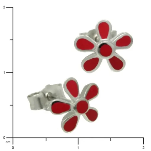 Kinder Ohrring Blume rot Silber Ohrstecker Kinderschmuck TW SDO209R
