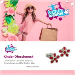 Kinder Ohrring Blume rot Silber Ohrstecker Kinderschmuck TW SDO209R
