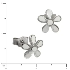 Kinder Ohrring Blume weiß Silber Ohrstecker Kinderschmuck TW SDO209W