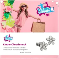 Kinder Ohrring Blume weiß Silber Ohrstecker Kinderschmuck TW SDO209W