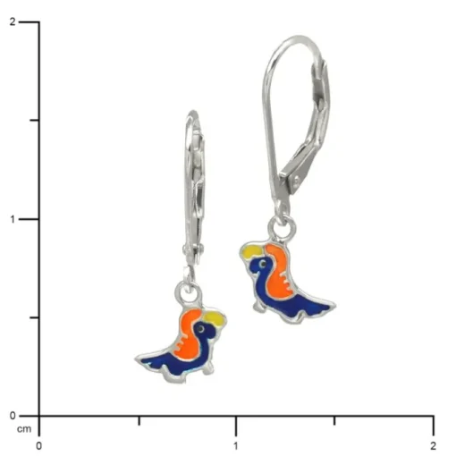 Kinder Ohrring bunter Papagei Silber Ohrhänger Kinderschmuck TW SDO206F